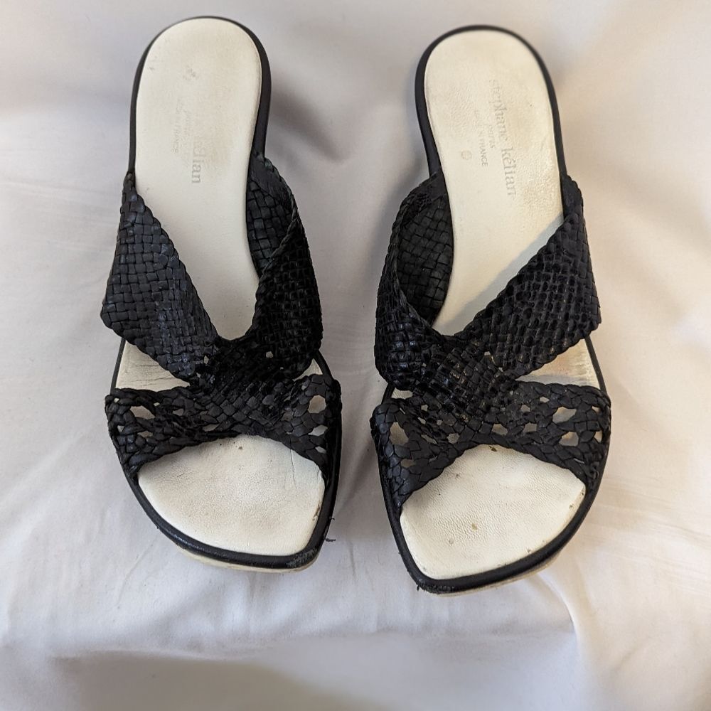 Stephane Kelian Y2K Woven Leather Wedge Slip On Sandal - 9.5